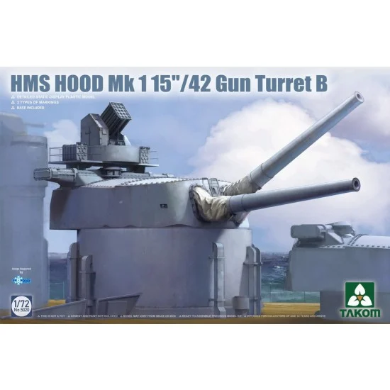Takom 5020 1/72 HMS Hood Mk1 15"/42 Gun Turret B - Model Ships & Boats