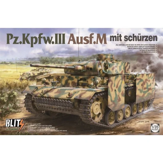 Takom 8002 1/35 PzKpfw.III Ausf.M mit Schurzen - Military Vehicles & Tanks