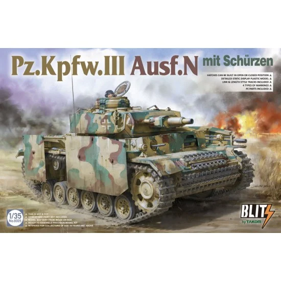 Takom 8005 1/35 PzKpfw.III Ausf.N mit Schurzen - Military Vehicles & Tanks