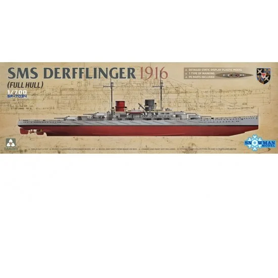 Takom SP-7034 1/700 SMS Derfflinger 1916 w/Full Hull