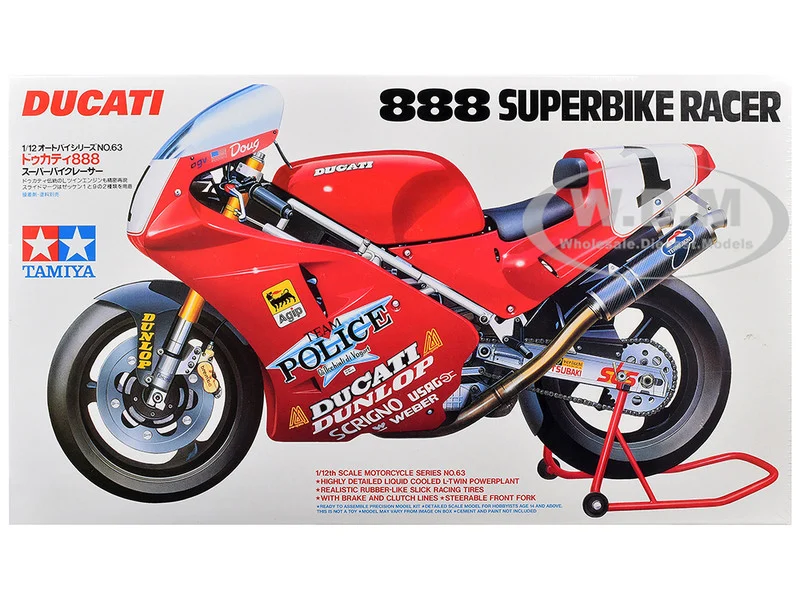 Model Kit Ducati 888 Superbike Racer Motorcycle 1/12 Scale Model by Tamiya - Ducati Motorcycles