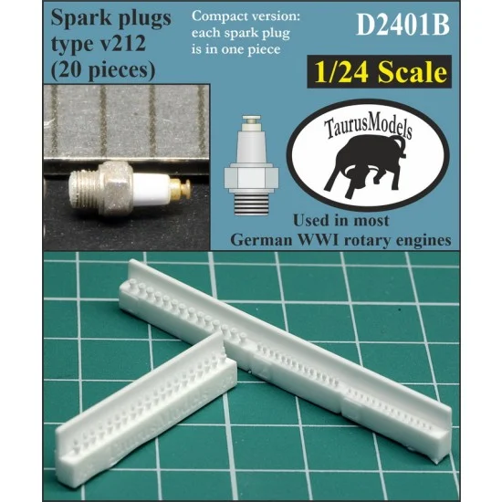 Taurus D2401B 1/24 WWI German Rotary Engines Spark plugs Type v212 Compact Version (20pcs) - Model Planes