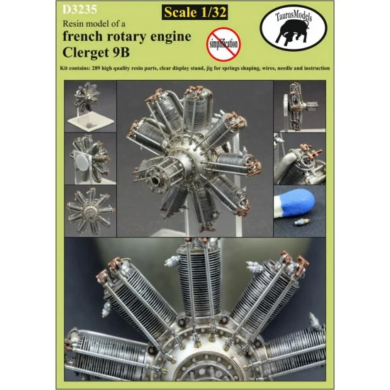 Taurus D3235 1/32 French Rotary Engine Clerget 9B (resin) - Model Planes