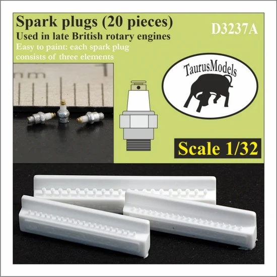 Taurus D3237A 1/32 Late British Rotary Engines Spark Plugs (20pcs) - Model Planes