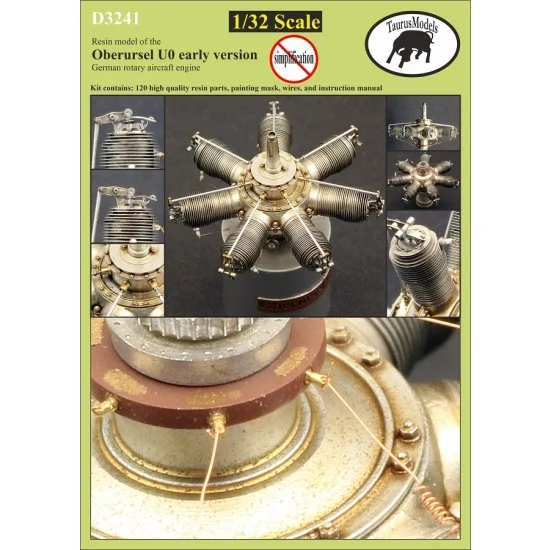 Taurus D3241 1/32 German Oberursel U.0 Early Version Rotary Aircraft Engine - Model Planes