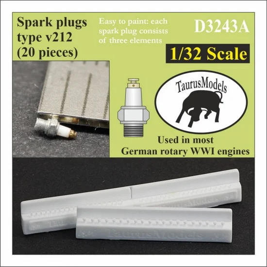 Taurus D3243A 1/32 WWI German Rotary Engines Spark Plugs Type v212 (20pcs) - Model Planes