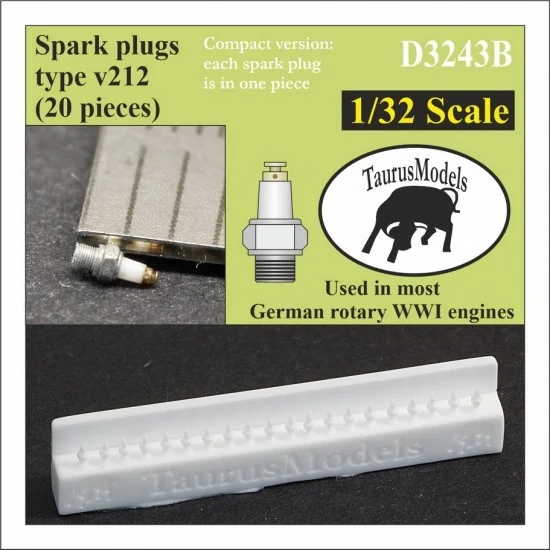 Taurus D3243B 1/32 WWI German Rotary Engines Spark Plugs Type v212 One-piece ver (20pcs)