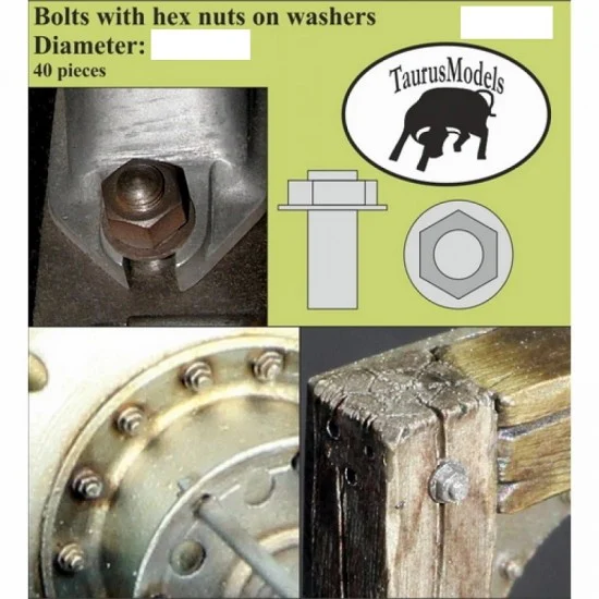 Taurus M001-07 Bolts with Hex Nuts on Washers (Diameter: 0.6mm, 40pcs)