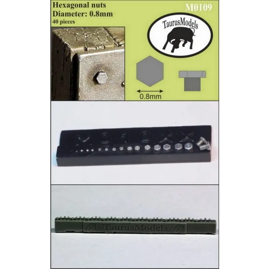 Taurus M0109 Hexagonal Nuts (40pcs, Diameter: 0.8mm) - Hobby Tools & Supplies