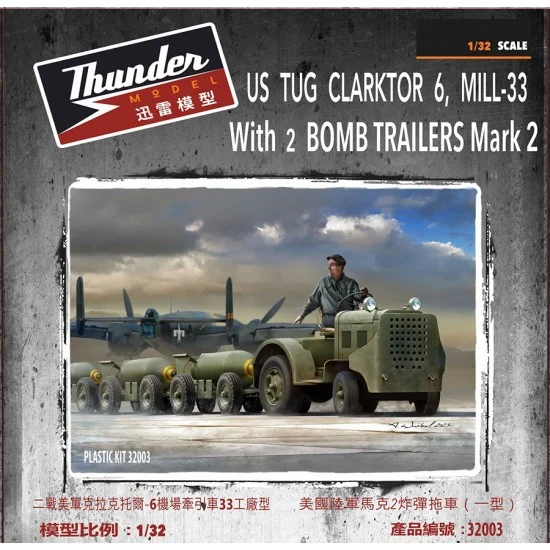 Thunder Model 32003 1/32 US TUG Clarktor 6 Mill-33 with 2x Bomb Trailer Mark 2