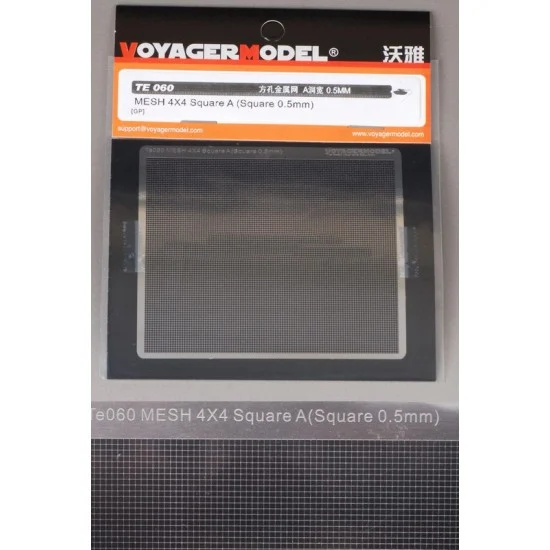 Voyager TE060 Metal Mesh 4x4 Square A for Universal Use (Square 0.5mm, Sheet size: 90mmx80mm) - Military Vehicles & Tanks