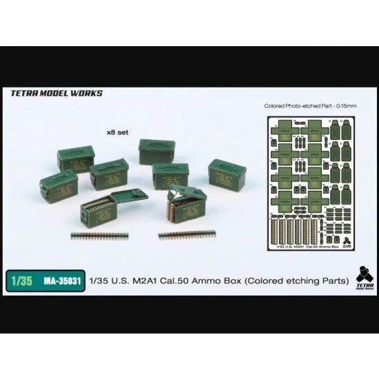 Tetra Model Works MA-35031 1/35 US M2A1 Cal.50 Ammo Box (Colour etching Parts)