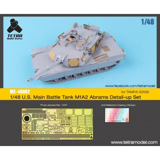 Tetra Model Works ME-48002 1/48 US Main Battle Tank M1A2 Abrams Detail-up Set for Tamiya kits #32592