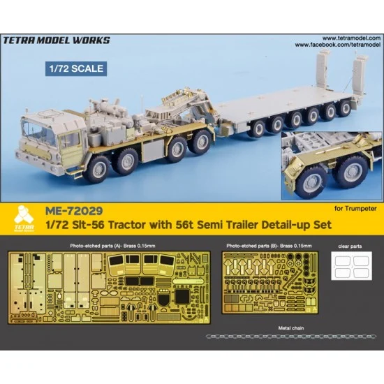 Tetra Model Works ME-72029 1/72 Slt-56 Tractor with 56t Semi Trailer Detail-up Set for Trumpeter kits
