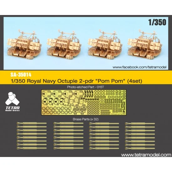 Tetra Model Works SA-35014 1/350 Royal Navy Octuple 2-pdr "Pom Pom" (4 sets)