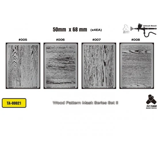 Tetra Model Works TA-00021 Wood Pattern Mask Series Set II (50mm x 68mm, 4pcs)