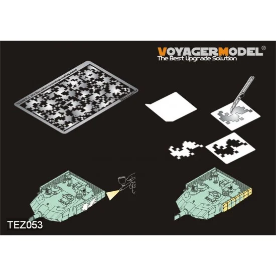 Voyager TEZ053 1/35 PLA AFV Digital Camouflage Masking Stencil for general use - Military Vehicles & Tanks