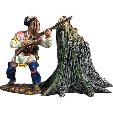 Native Warrior Behind Tree Stump 1/30 Figure William Britain 16125