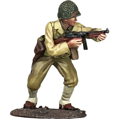 U.S. Infantry NCO Crouching with Thompson 1/30 Figure William Britain 25188