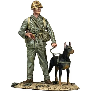 U.S.M.C. Dog Handler with Dog 1:30 Figure William Britain (13029)