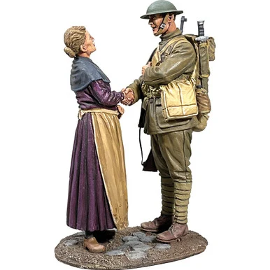 U.S. Doughboy with Civilian Woman 1/30 Figure Set - 1918 William Britain (23129)