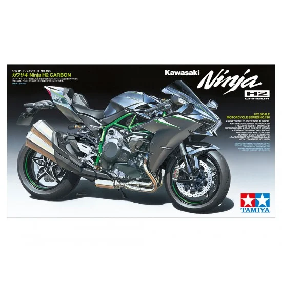Tamiya 14136 1/12 Kawasaki Ninja H2 Carbon Motorcycle - Model Motorcycles