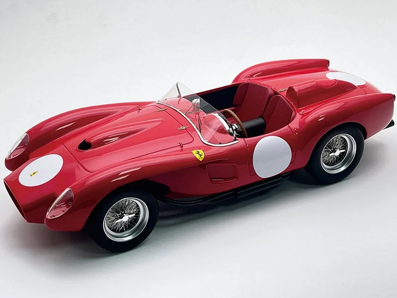 Ferrari 250 TR Pontoon-Fender "Press Clienti Corsa 1958" Rosso Corsa Red with White Circle Graphics "Mythos Series" with Display Case Limited Edition to 40 pieces Worldwide 1/18 Model Car by Tecnomodel