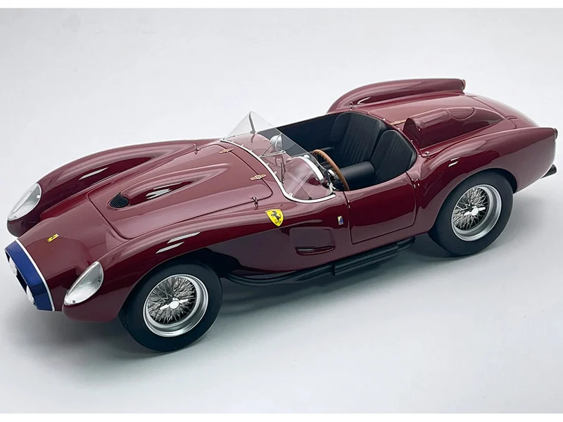 1958 Ferrari 250 TR Pontoon-Fender "Street Version" Rosso Mugello Red with Blue Nose Stripe "Mythos Series" with Display Case Limited Edition to 35 pieces Worldwide 1/18 Model Car by Tecnomodel