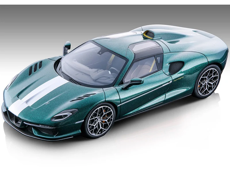 2020 Touring Superleggera Arese RH95 Green Metallic with White Stripes "Mythos Series" Limited Edition to 70 pieces Worldwide 1/18 Model Car by Tecnomodel - Other