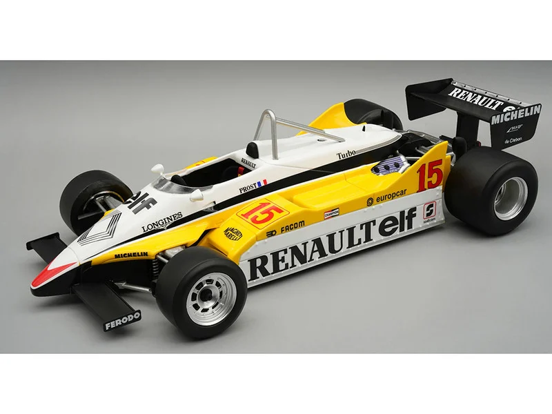 Renault RE30B #15 Alain Prost Winner Formula One F1 "Brazilian GP" (1982) "Mythos Series" with Display Case Limited Edition to 40 pieces Worldwide 1/18 Model Car by Tecnomodel - Formula 1 Models