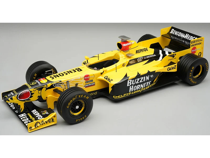 Jordan 198 #9 Damon Hill "Benson & Hedges Jordan-Honda" Winner Formula One F1 "Belgian GP" (1998) with Display Case "Mythos Series" Limited Edition to 60 pieces Worldwide 1/18 Model Car by Tecnomodel