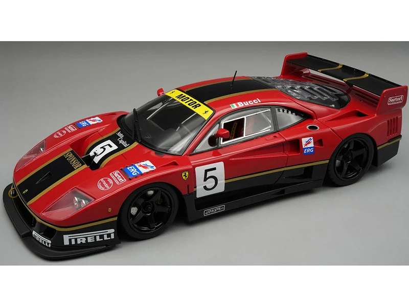 1996 Ferrari F40 LM #5 "Stefano Bucci" Black with Red Stripes with Display Case "Mythos Series" Limited Edition to 65 pieces Worldwide 1/18 Model Car by Tecnomodel - Ferrari Models
