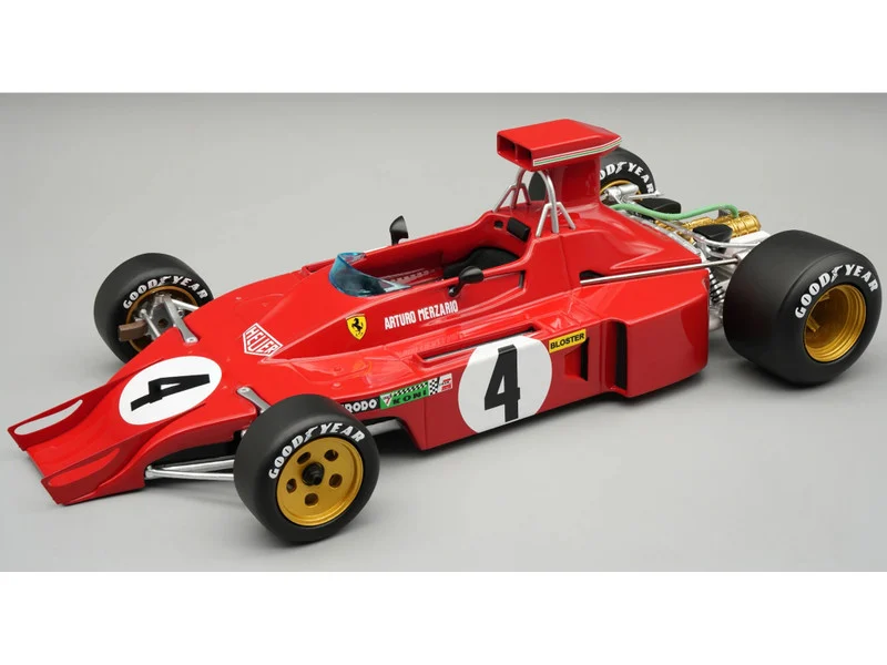 Ferrari 312B3-73 #4 Arturo Merzario Formula One F1 "United States GP" (1973) "Mythos Series" with Display Case Limited Edition to 50 pieces Worldwide 1/18 Model Car by Tecnomodel