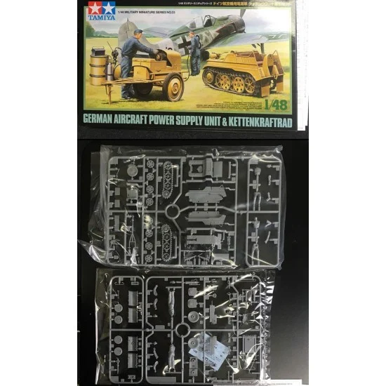 Tamiya 32533 1/48 German Luftwaffe Kettenkraftrad with Aircraft Power Supply Unit - Scenics & Diorama