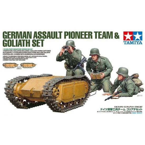 Tamiya 35357 1/35 German Assault Pioneer Team (3 figures) & Goliath (x 2) Set - Model Figures
