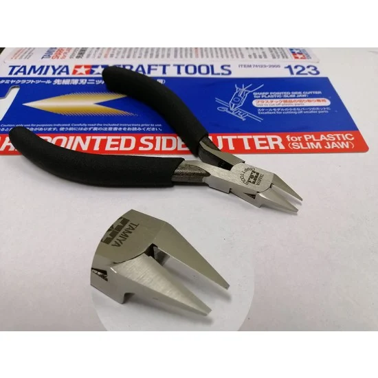 Tamiya 74123 Sharp Pointed Side Cutter for Plastic (Slim Jaw) - Hobby Tools & Supplies