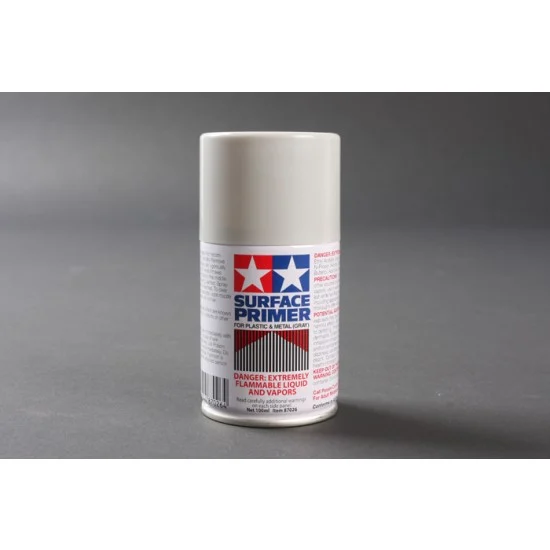 Tamiya 87026 Surface Primer Spray for Plastic & Metal - Light Gray (100ml)
