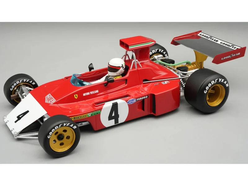 Ferrari 312B3-73 (Broke Nose) #4 Arturo Merzario Formula One F1 "Canadian GP" (1973) "Mythos Series" with Driver Figure and Display Case Limited Edition to 35 pieces Worldwide 1/18 Model Car by Tecnomodel