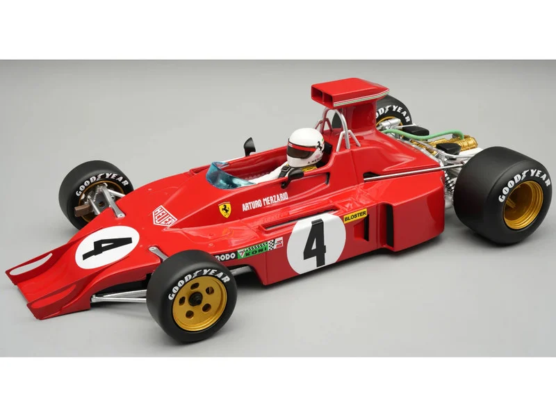 Ferrari 312B3-73 #4 Arturo Merzario Formula One F1 "United States GP" (1973) "Mythos Series" with Driver Figure and Display Case Limited Edition to 35 pieces Worldwide 1/18 Model Car by Tecnomodel