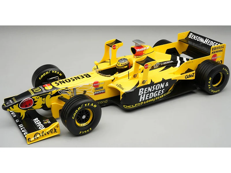 Jordan 198 #10 Ralf Schumacher "Benson & Hedges Jordan-Honda" Formula One F1 "San Marino-Imola GP" (1998) with Driver Figure and Display Case "Mythos Series" Limited Edition to 40 pieces Worldwide 1/18 Model Car by Tecnomodel