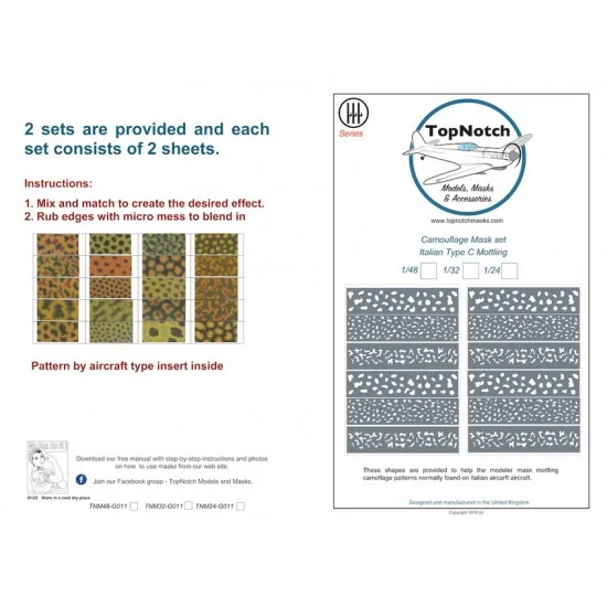 TopNotch 32-G011 1/32 Italian Type C Mottling Camouflage Mask set