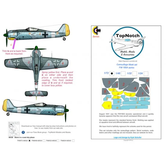 TopNotch 72-M000 1/72 FW190A Camo Masks