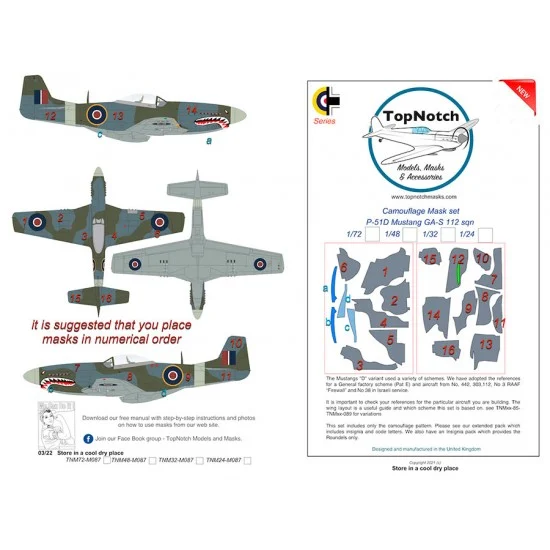 TopNotch 48-M087 1/48 P-51D Mustang GA-S 112 sqn Camo Masks