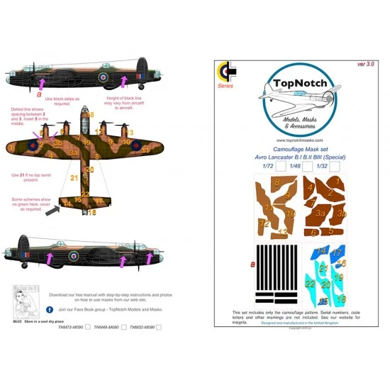 TopNotch 48-M090 1/48 Lancaster Camo Masks