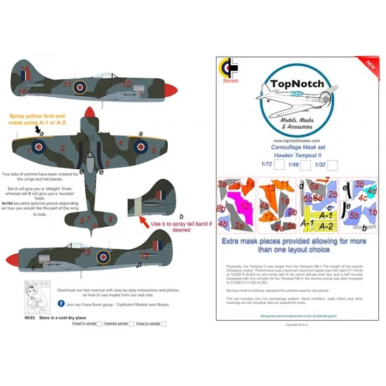 TopNotch 48-M096 1/48 Hawker Tempest II Camo Masks