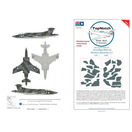 TopNotch 48-M097 1/48 Blackburn Buccaneer Std Camo Masks
