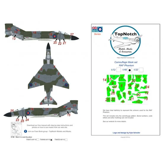 TopNotch 72-M110 1/72 RAF Phantom FG.2 Camo Masks