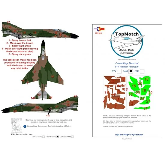 TopNotch 48-M112 1/48 Phantom F4 Vietnam Camo Masks