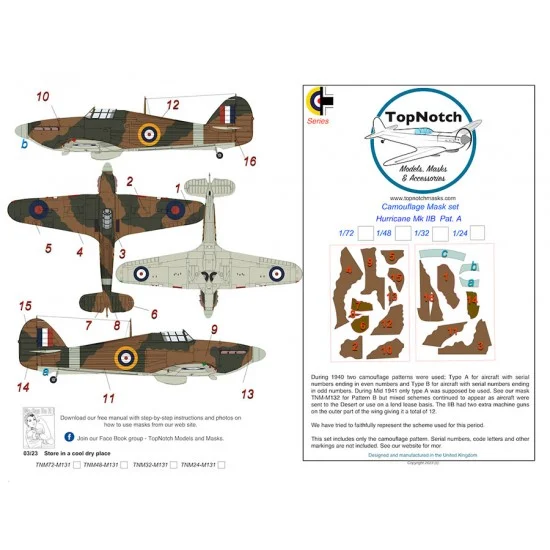 TopNotch 48-M131 1/48 Hurricane IIB - A Camo Masks