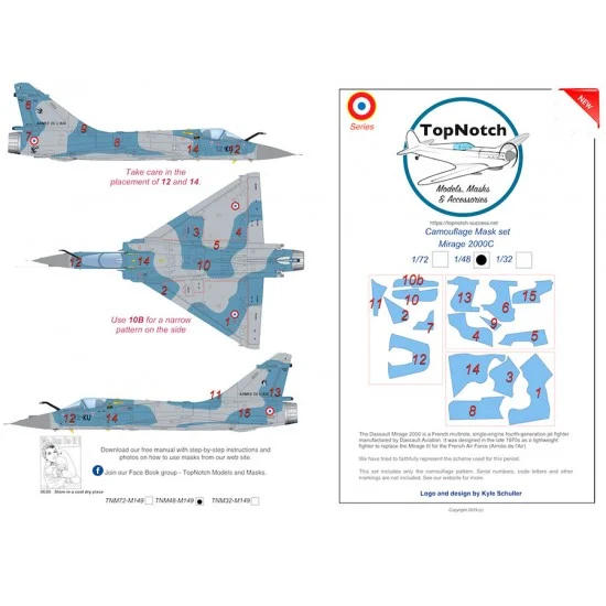 TopNotch 48-M149 1/48 Dassault Mirage 2000C Camo Masks